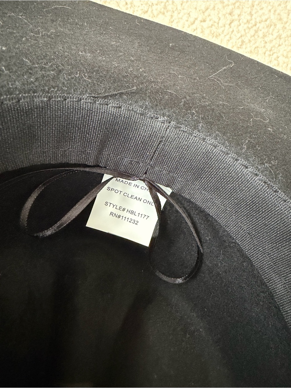 Black Western Felt Cowboy Hat with Brown & Cream Band - Picture 7 of 7
